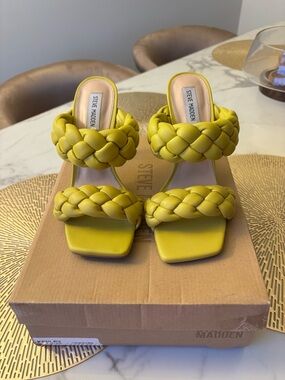 Steve Madden Braided Yellow Slide Heels